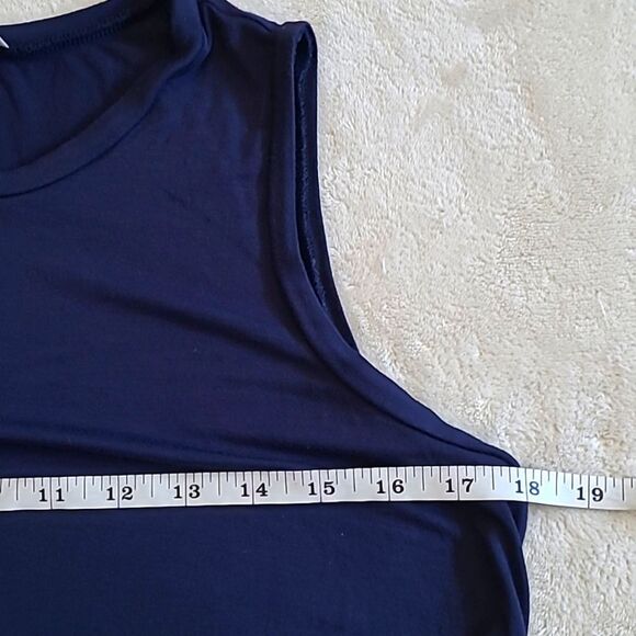 Michael Kors Womens Small Tiered Sleeveless Tank Top Blouse Round Hem Navy Blue - Picture 8 of 15